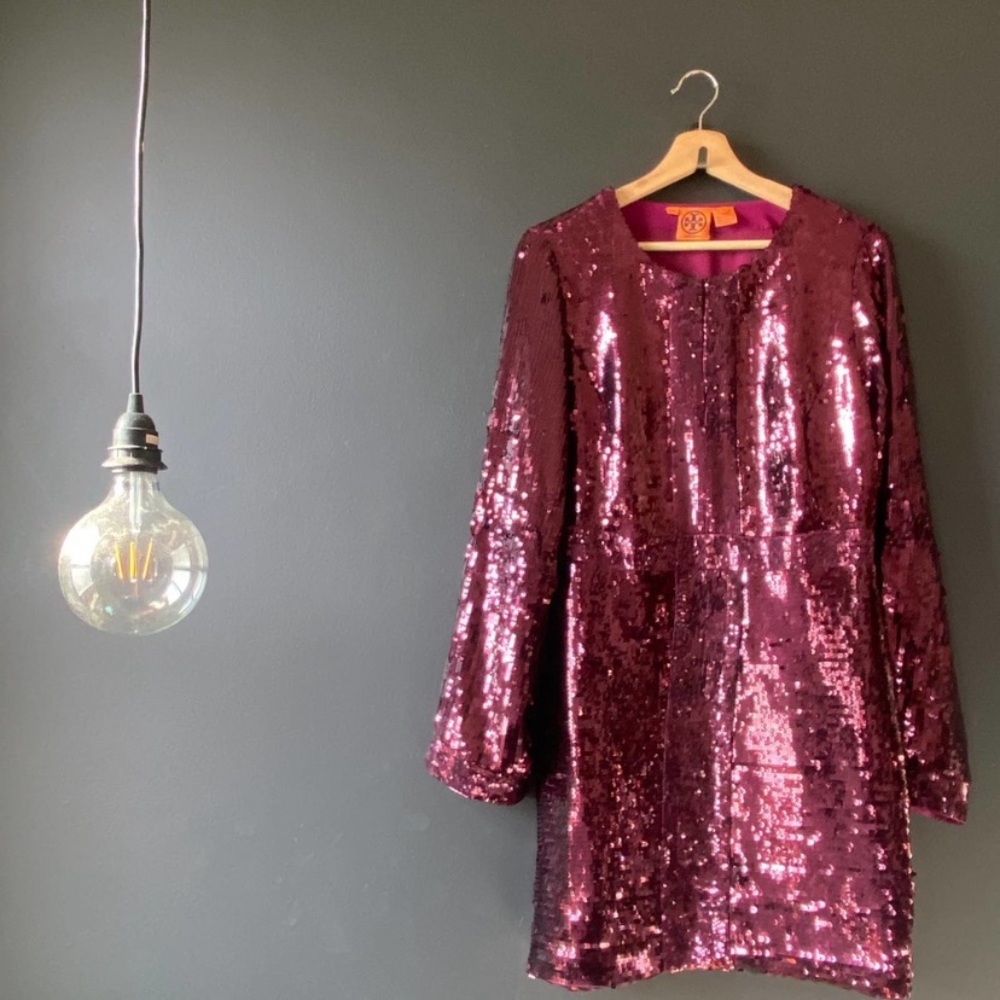 Tory Burch Aurelia Purple Sequin Mini Dress Size 12